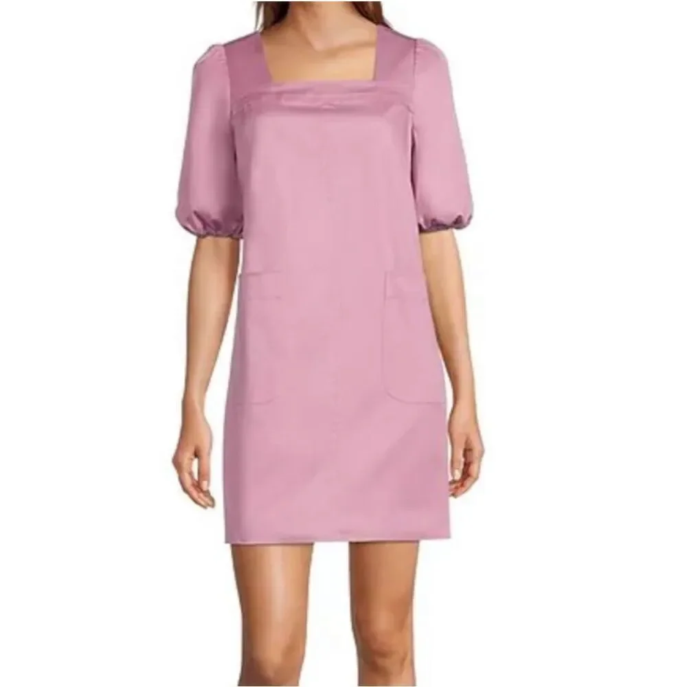 LDT Alice Puff Sleeve Dress in‎ Dusty Rose Women’s Size 4 Square Neckline